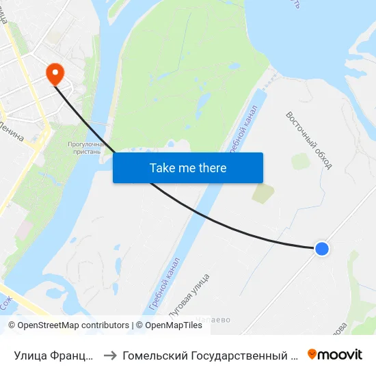 Улица Франциска Скорины to Гомельский Государственный Медицинский Университет map