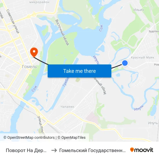 Поворот На Деревню «Романовичи» to Гомельский Государственный Медицинский Университет map