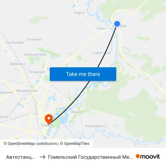 Автостанция «Ветка» to Гомельский Государственный Медицинский Университет map