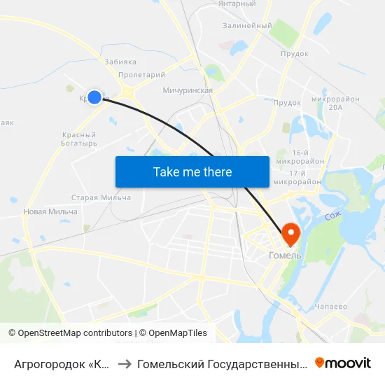 Агрогородок «Красное», Магазин to Гомельский Государственный Медицинский Университет map