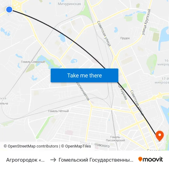 Агрогородок «Красное», Школа to Гомельский Государственный Медицинский Университет map