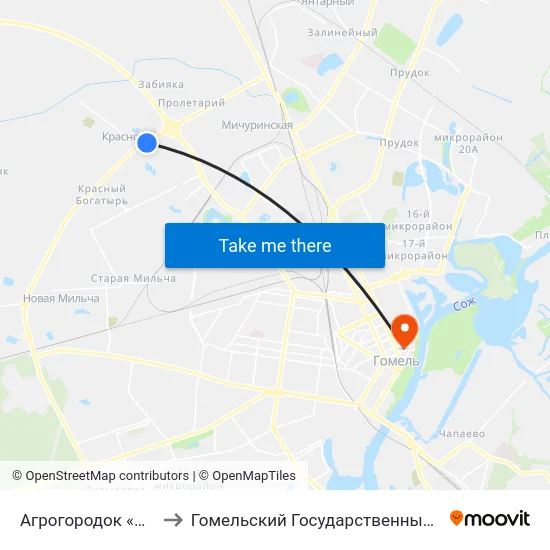Агрогородок «Красное», Школа to Гомельский Государственный Медицинский Университет map