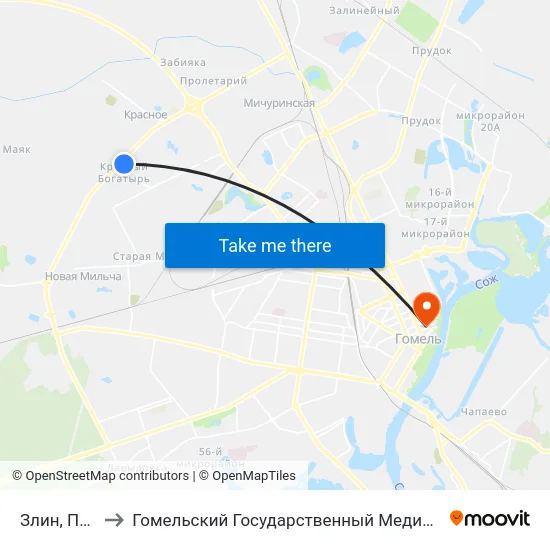 Злин, Поворот to Гомельский Государственный Медицинский Университет map