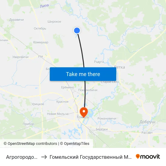 Агрогородок «Присно» to Гомельский Государственный Медицинский Университет map