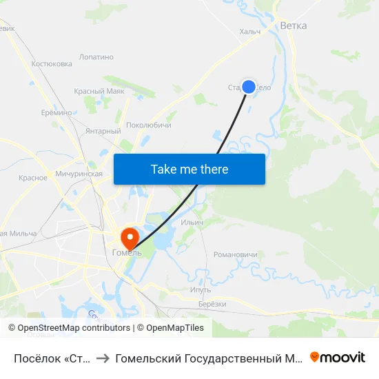 Посёлок «Старое Село» to Гомельский Государственный Медицинский Университет map