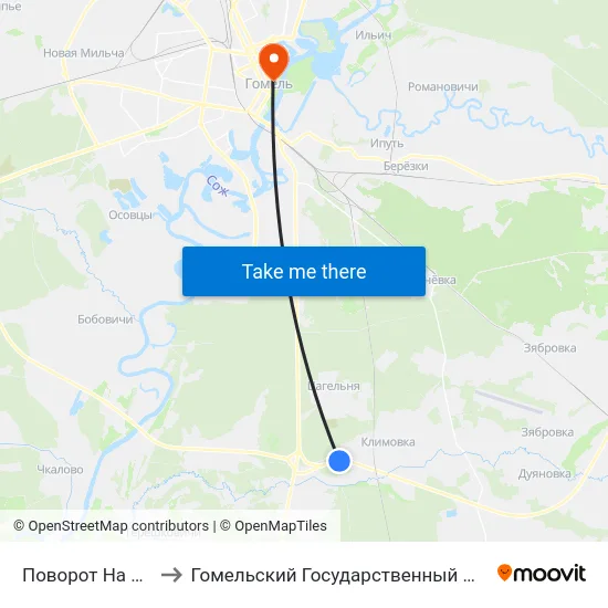 Поворот На Каравышень to Гомельский Государственный Медицинский Университет map