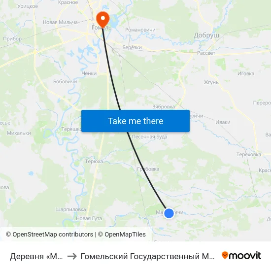 Деревня «Марковичи» to Гомельский Государственный Медицинский Университет map