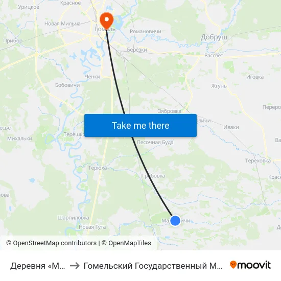 Деревня «Марковичи» to Гомельский Государственный Медицинский Университет map