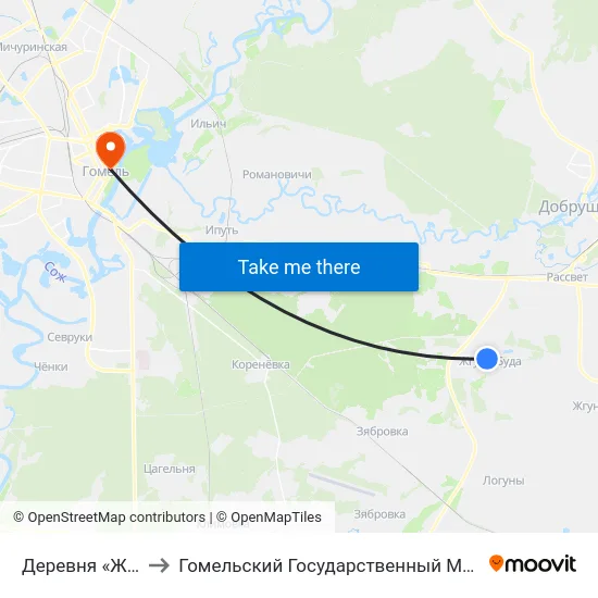 Деревня «Жгуно-Буда» to Гомельский Государственный Медицинский Университет map
