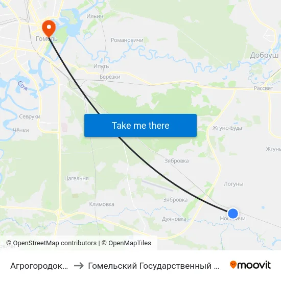 Агрогородок «Носовичи» to Гомельский Государственный Медицинский Университет map