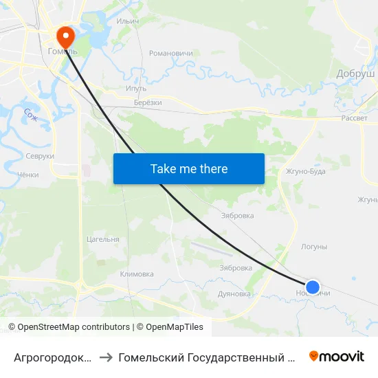 Агрогородок «Носовичи» to Гомельский Государственный Медицинский Университет map