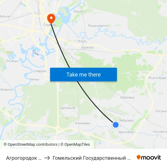 Агрогородок «Прибытки» to Гомельский Государственный Медицинский Университет map