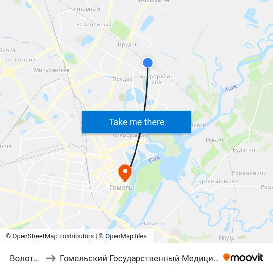 Волотова￼ to Гомельский Государственный Медицинский Университет map