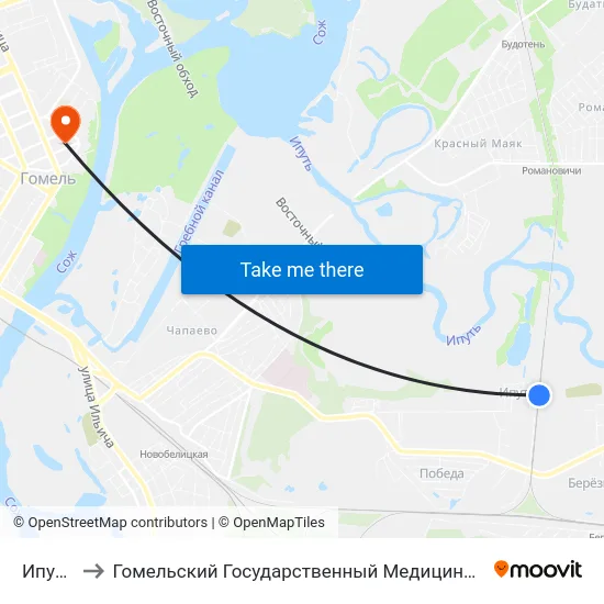 Ипуть￼ to Гомельский Государственный Медицинский Университет map
