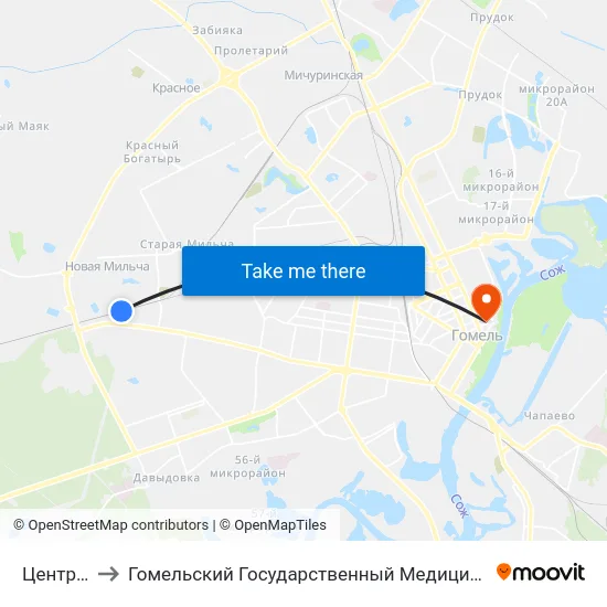 Центролит to Гомельский Государственный Медицинский Университет map