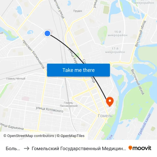 Больница to Гомельский Государственный Медицинский Университет map