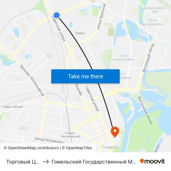 Торговый Центр «Ома» to Гомельский Государственный Медицинский Университет map