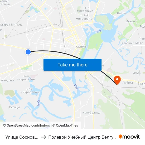 Улица Сосновая to Полевой Учебный Центр Белгута map
