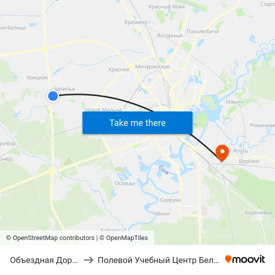 Объездная Дорога to Полевой Учебный Центр Белгута map