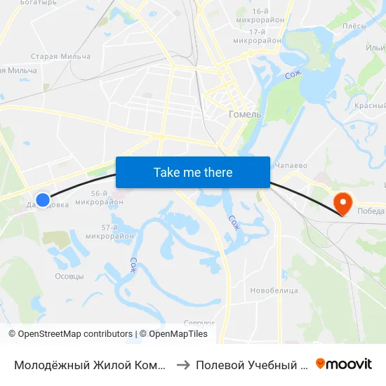 Молодёжный Жилой Комплекс «Солнечный» to Полевой Учебный Центр Белгута map