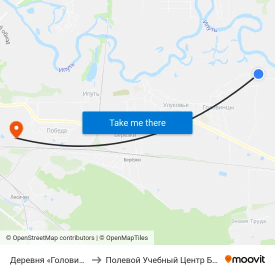 Деревня «Головинцы» to Полевой Учебный Центр Белгута map