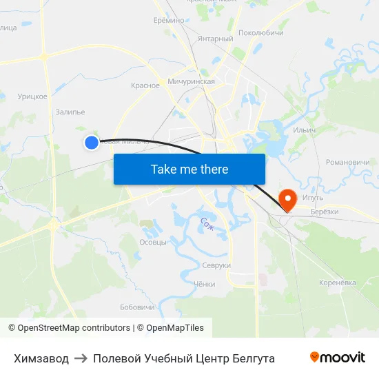 Химзавод to Полевой Учебный Центр Белгута map