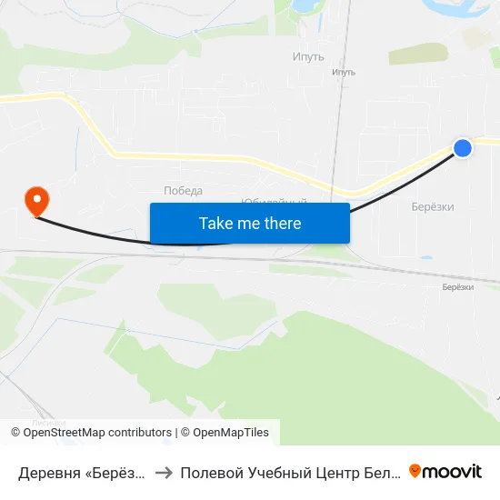 Деревня «Берёзки» to Полевой Учебный Центр Белгута map