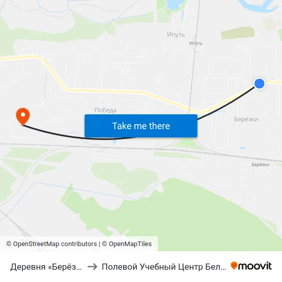 Деревня «Берёзки» to Полевой Учебный Центр Белгута map