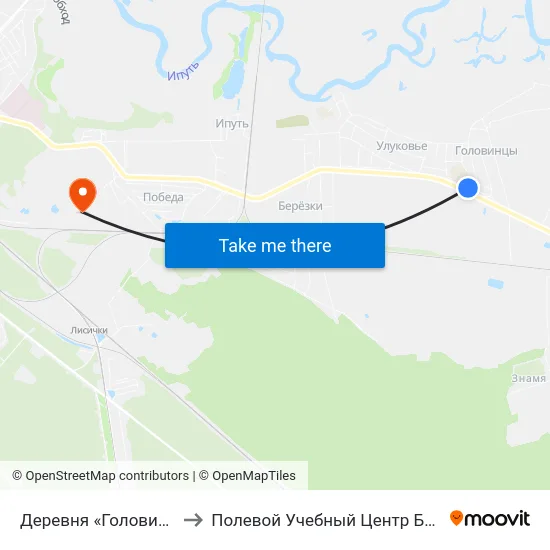 Деревня «Головинцы» to Полевой Учебный Центр Белгута map