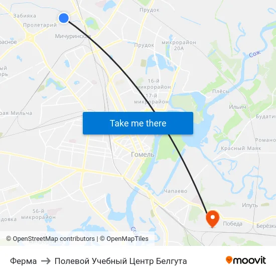 Ферма to Полевой Учебный Центр Белгута map