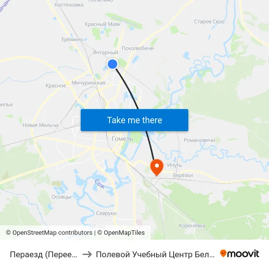 Пераезд (Переезд) to Полевой Учебный Центр Белгута map