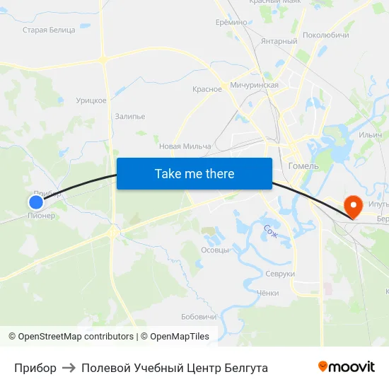 Прибор to Полевой Учебный Центр Белгута map