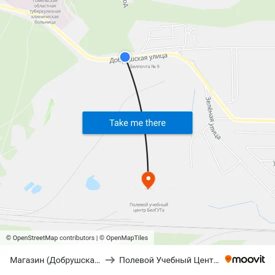 Магазин (Добрушская Улица) to Полевой Учебный Центр Белгута map