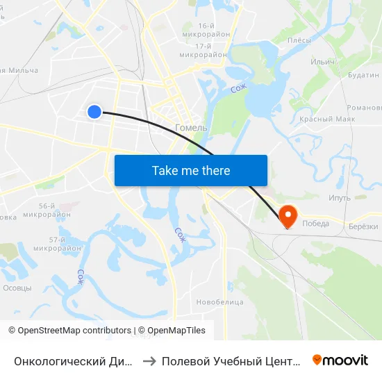Онкологический Диспансер to Полевой Учебный Центр Белгута map
