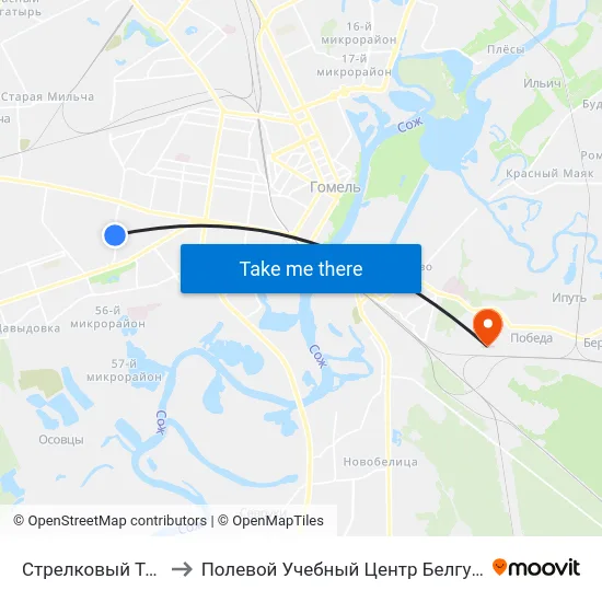 Стрелковый Тир to Полевой Учебный Центр Белгута map