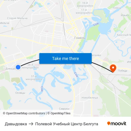 Давыдовка to Полевой Учебный Центр Белгута map