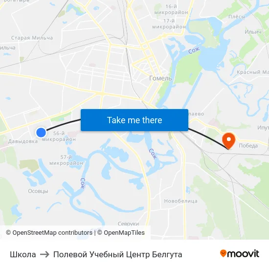 Школа to Полевой Учебный Центр Белгута map