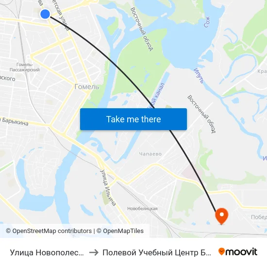Улица Новополесская to Полевой Учебный Центр Белгута map