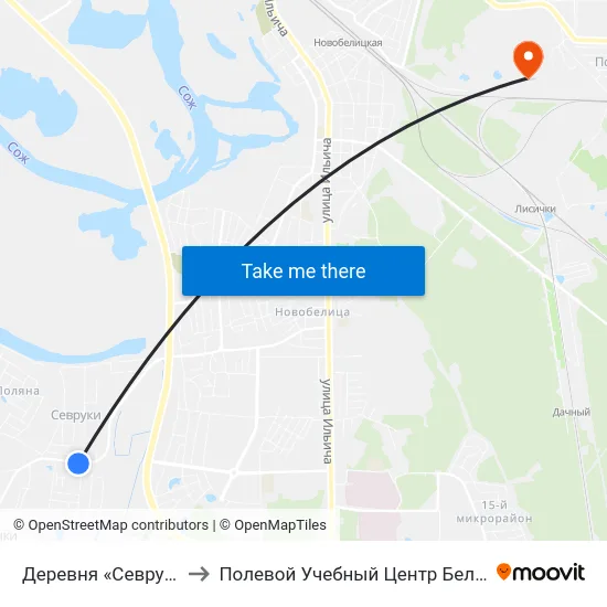 Деревня «Севруки» to Полевой Учебный Центр Белгута map