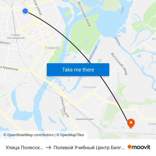 Улица Полесская to Полевой Учебный Центр Белгута map