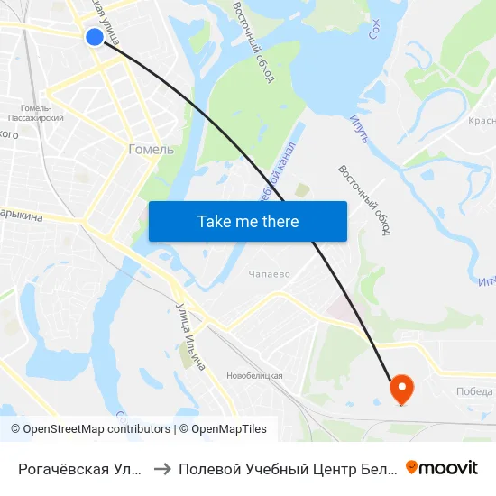 Рогачёвская Улица to Полевой Учебный Центр Белгута map