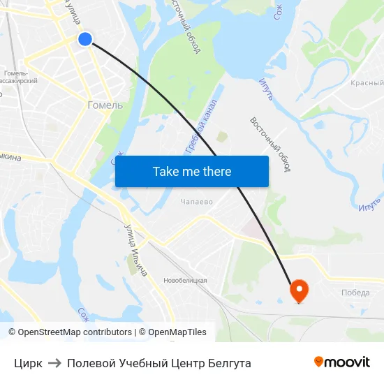 Цирк to Полевой Учебный Центр Белгута map