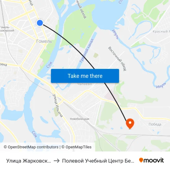 Улица Жарковского to Полевой Учебный Центр Белгута map
