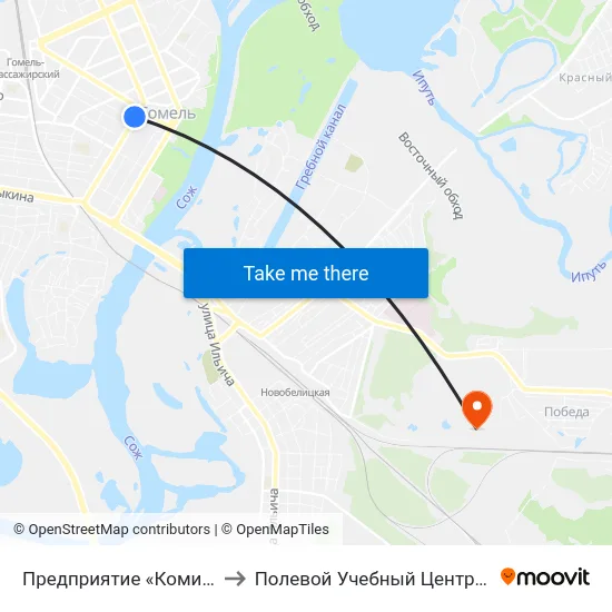 Предприятие «Коминтерн» to Полевой Учебный Центр Белгута map
