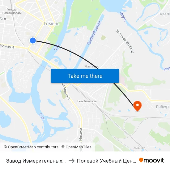 Завод Измерительных Приборов to Полевой Учебный Центр Белгута map