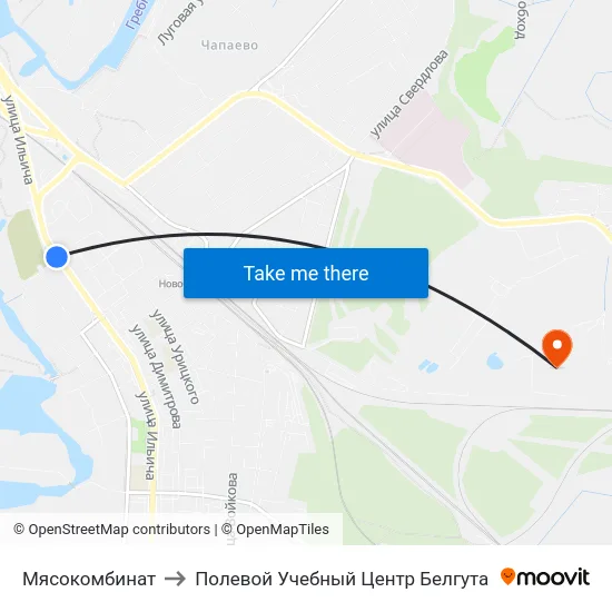 Мясокомбинат to Полевой Учебный Центр Белгута map
