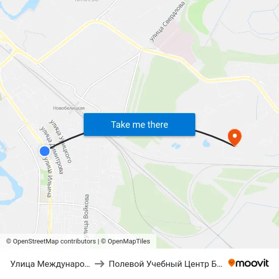 Улица Международная to Полевой Учебный Центр Белгута map