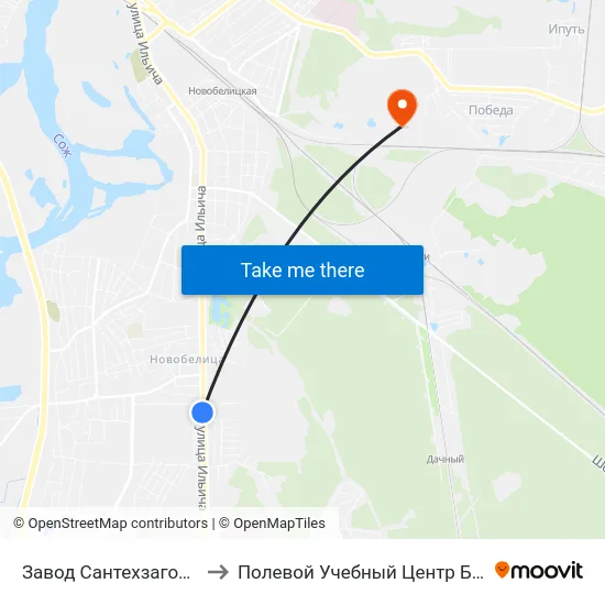 Завод Сантехзаготовок to Полевой Учебный Центр Белгута map