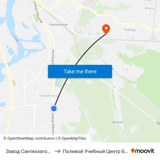 Завод Сантехзаготовок to Полевой Учебный Центр Белгута map