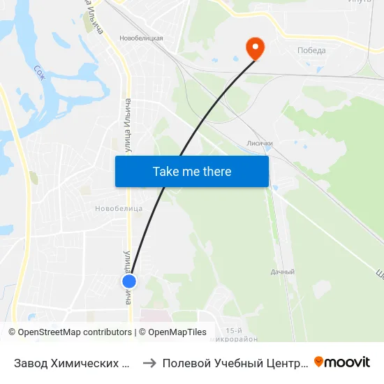 Завод Химических Изделий to Полевой Учебный Центр Белгута map